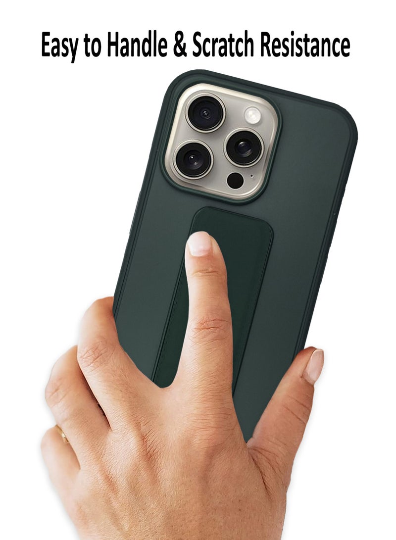 Premium Silicone Magnetic Hand Grip Case Cover for Apple iPhone 15 Pro Max - Green