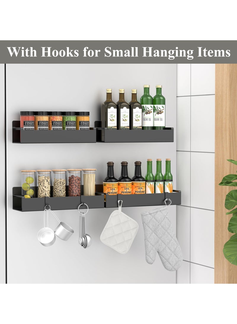 كيلا مجموعة من 4 رفوف تخزين مغناطيسية للتوابل للثلاجة والفرن، منظمات ثلاجة سوداء اللون للتخزين - Image 3