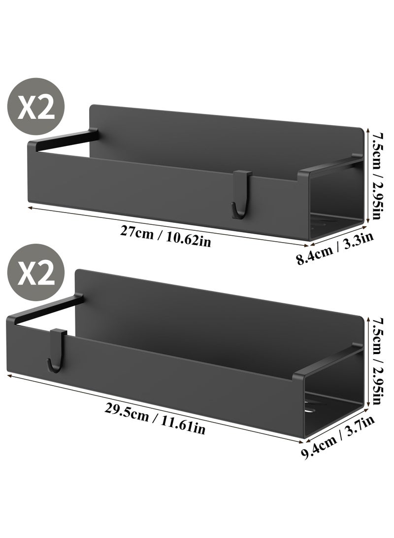 كيلا مجموعة من 4 رفوف تخزين مغناطيسية للتوابل للثلاجة والفرن، منظمات ثلاجة سوداء اللون للتخزين - Image 2