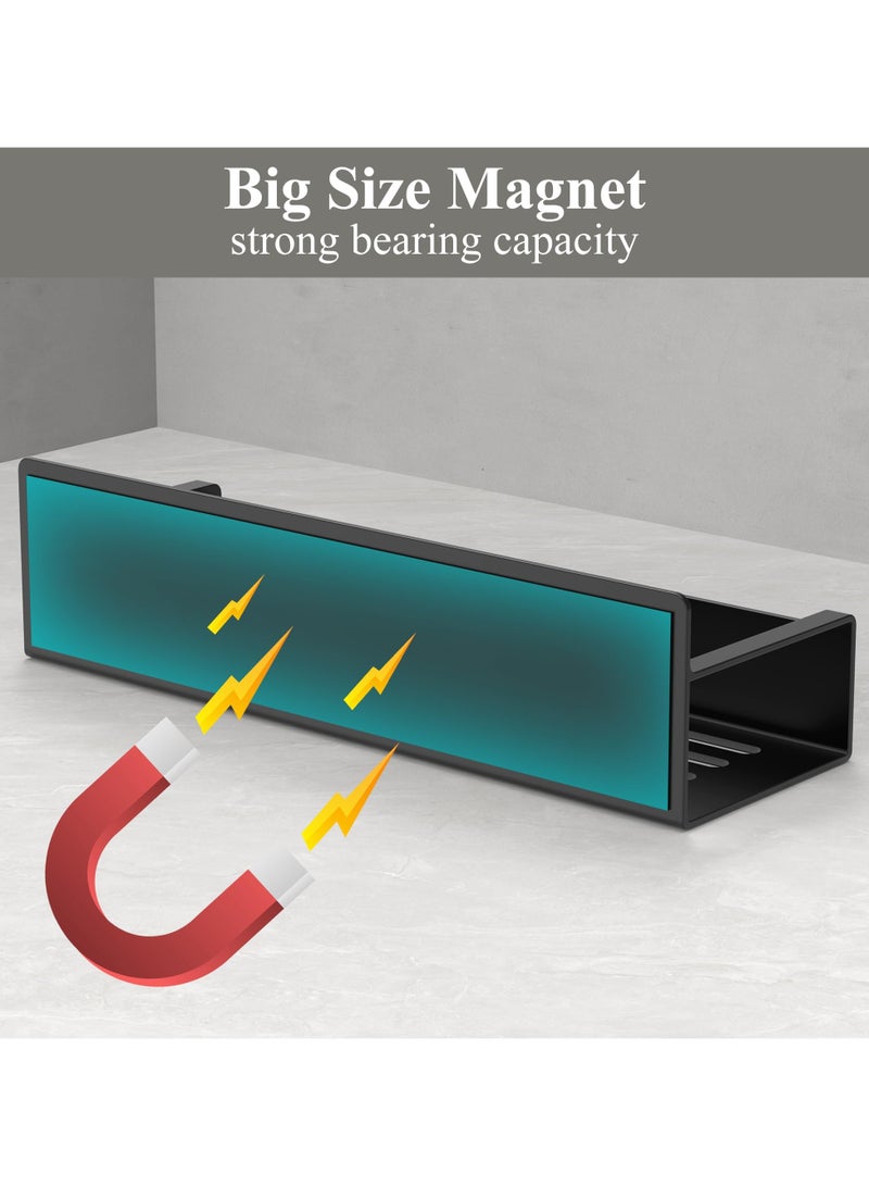 كيلا مجموعة من 4 رفوف تخزين مغناطيسية للتوابل للثلاجة والفرن، منظمات ثلاجة سوداء اللون للتخزين - Image 4