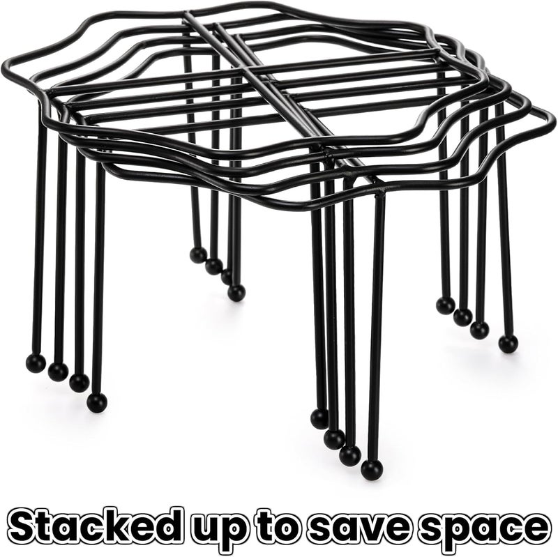Elsjoy Set of 4 Black Pizza Stand Holder, 10 Inch Tabletop Pizza Pan Riser Stand Metal Wire Pizza Rack for Serving, Table Pizza Display Stand for Party, Home, Restaurant - Image 4