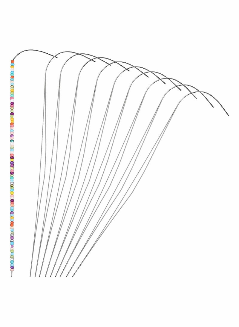 Zikra 10 Pieces 4 Inch Big Eye Curved Beading Needle Stainless Steel Beading Needles Silver Curved Sewing Needles DIY Bead Spinner Needles Craft Curved Needles Sewing Tool for Bead Needles Tool - Image 1