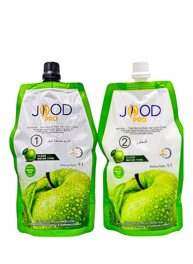 جود برو كريم صبغة شعر تفاح خالية من الأمونيا كريم 500 مل + مثبت 500 مل  لون أسود - Image 2