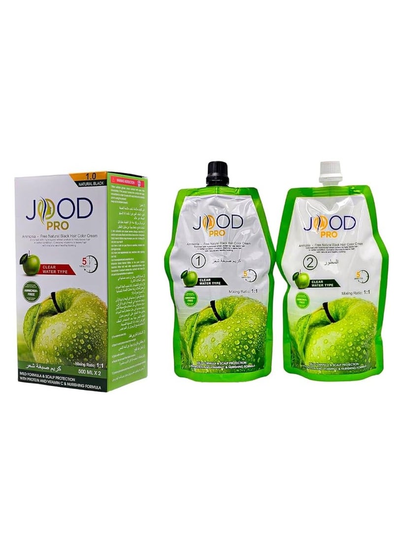جود برو كريم صبغة شعر تفاح خالية من الأمونيا كريم 500 مل + مثبت 500 مل  لون أسود - Image 3