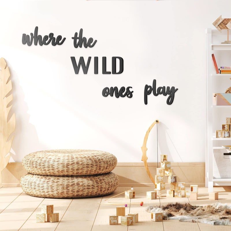 Xylolfsty Playroom Wall Decor, Where The Wild Ones Play Sign - Wooden Wall Art for Boys & Girls Toy Room, Toddler Nursery, Bedroom - 8 pcs - Image 4