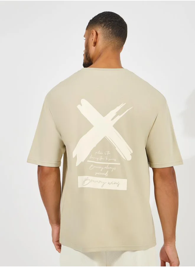 Styli Back Graphic Print Oversized T-Shirt
