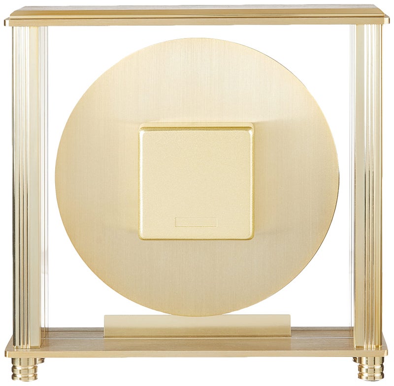 Bulova B1700 Grand Prix Table Clock | Brass MetalFinish | Glass Enclosure with Two-Tone Metal Dial | Quiet Sweep | Elegant Desktop Timepiece for Offices & Collectors - Image 3