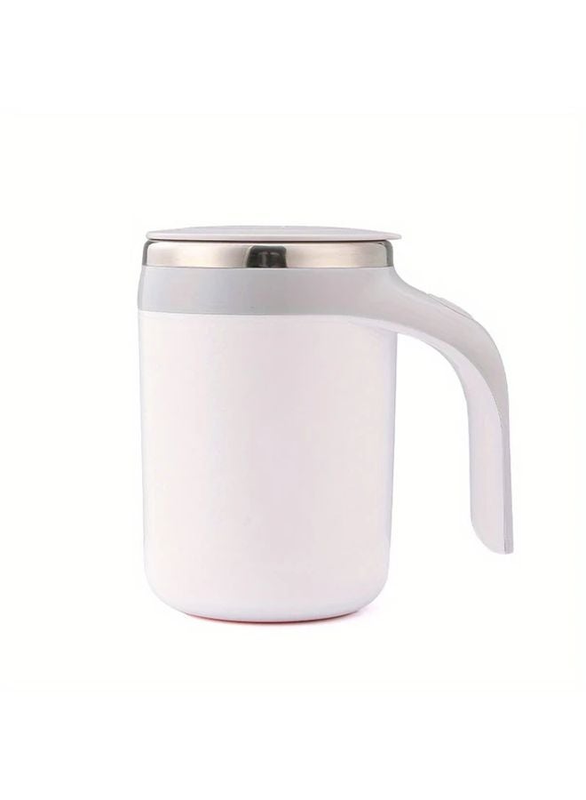 Grey White Fully Automatic Stirring Cup Electric Coffee Mug Magnetic Stainless Steel Travel Mug - Image 1