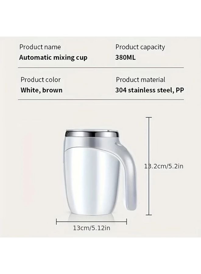 Grey White Fully Automatic Stirring Cup Electric Coffee Mug Magnetic Stainless Steel Travel Mug - Image 3