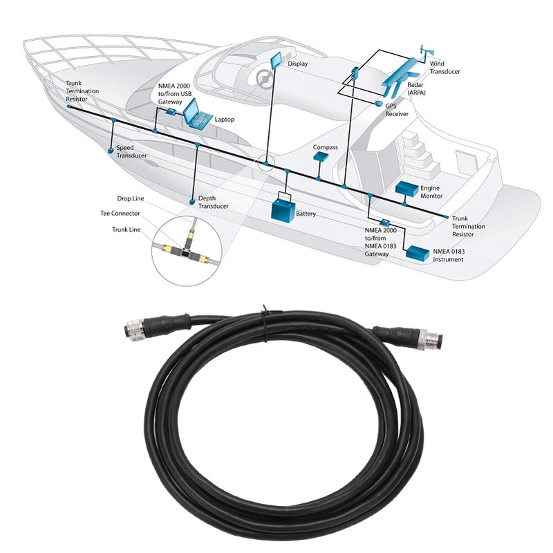 كابل العمود الفقري NMEA 2000 5 دبوس 3 متر IP67 ABS معدني بحري - Image 5