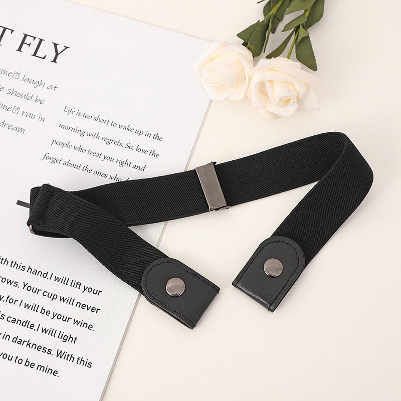 New lazy invisible belt source Joker stretch men and women high sense small fragrant wind belt manufacturers wholesale Black  - Image 1