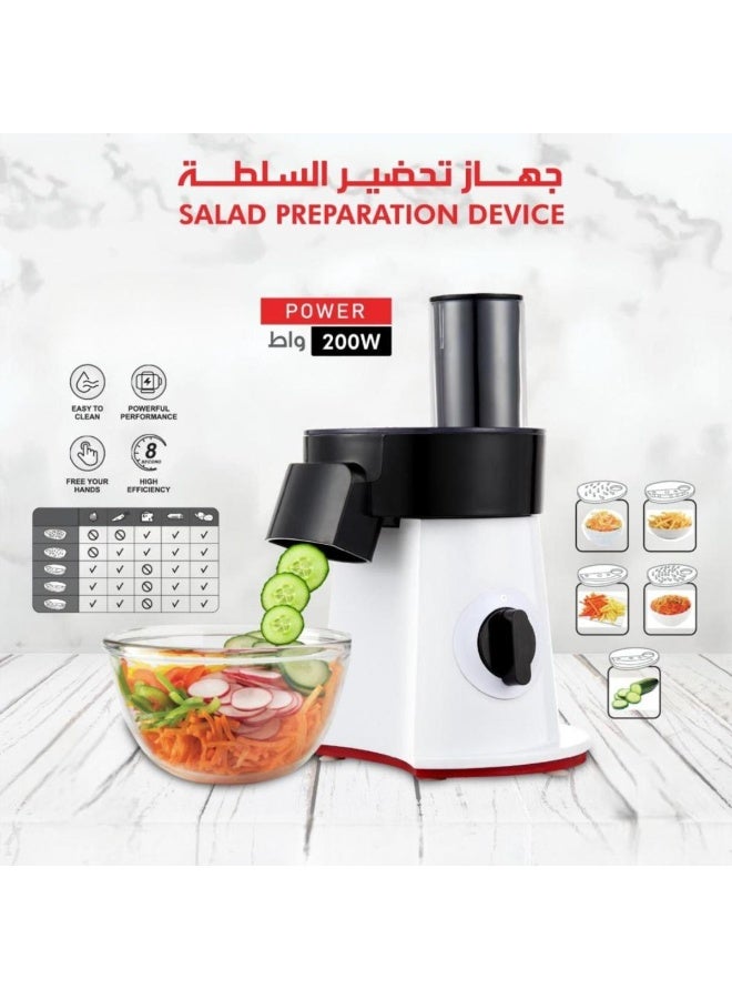 Tradeo Electric Salad Preparation Device 200W Vegetable Cutter Slicer Chopper Multi Blade Set - Image 5