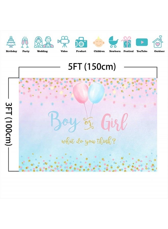 Mocsicka Boy or Girl Gender Reveal Decoration, Blue or Pink Dots Balloon Party Backdrop, Gender Reveal Banner Supplies (5x3ft (60x36 inch)) - Image 3