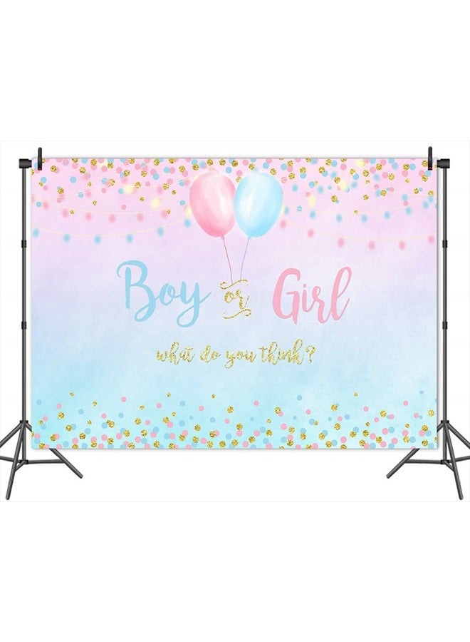 Mocsicka Boy or Girl Gender Reveal Decoration, Blue or Pink Dots Balloon Party Backdrop, Gender Reveal Banner Supplies (5x3ft (60x36 inch)) - Image 2