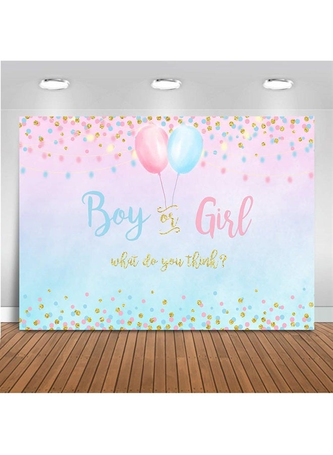 Mocsicka Boy or Girl Gender Reveal Decoration, Blue or Pink Dots Balloon Party Backdrop, Gender Reveal Banner Supplies (5x3ft (60x36 inch)) - Image 1