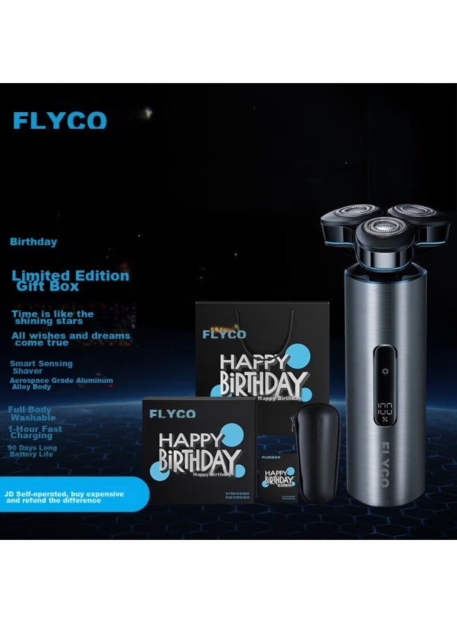 فلايكو Flyco ماكينة حلاقة كهربائية رجالية Fs988، حلاقة مزدوجة رطبة وجافة، قابلة للغسل بالكامل، هدية عيد ميلاد وعطلة للصديق، الزوج، الأب - إصدار عيد ميلاد محدود - Image 1