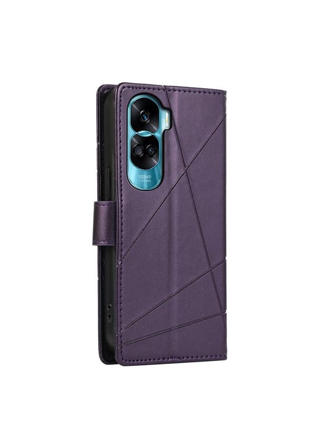Zaboon Case For Honor 90 Lite PU Genuine Leather Texture Embossed Line Phone Case - Image 3