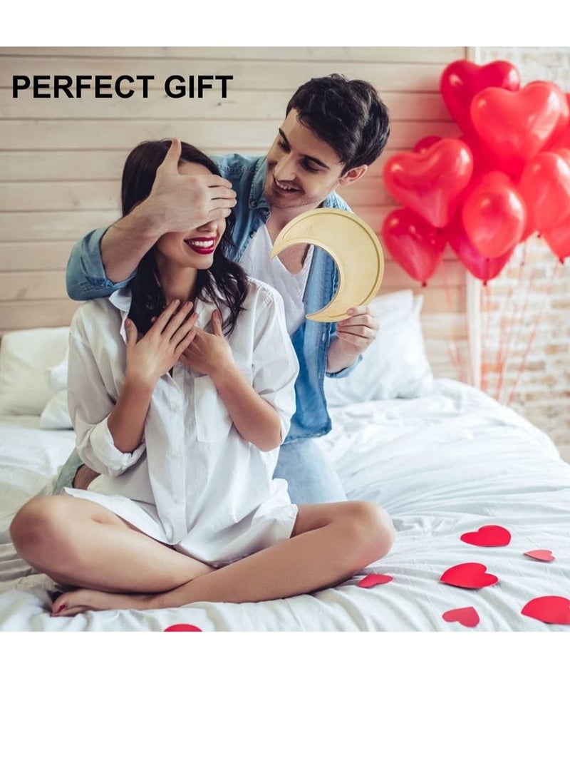 كابتن تيك Moon Tray Crystal Holder for Stones Display, Natural Pine Crystal Tray for Healing Crystal & Essential Oils, 9.17X 3.94 Inches Crescent Moon Bowl with 4.64 Inches Round Tray - Image 3