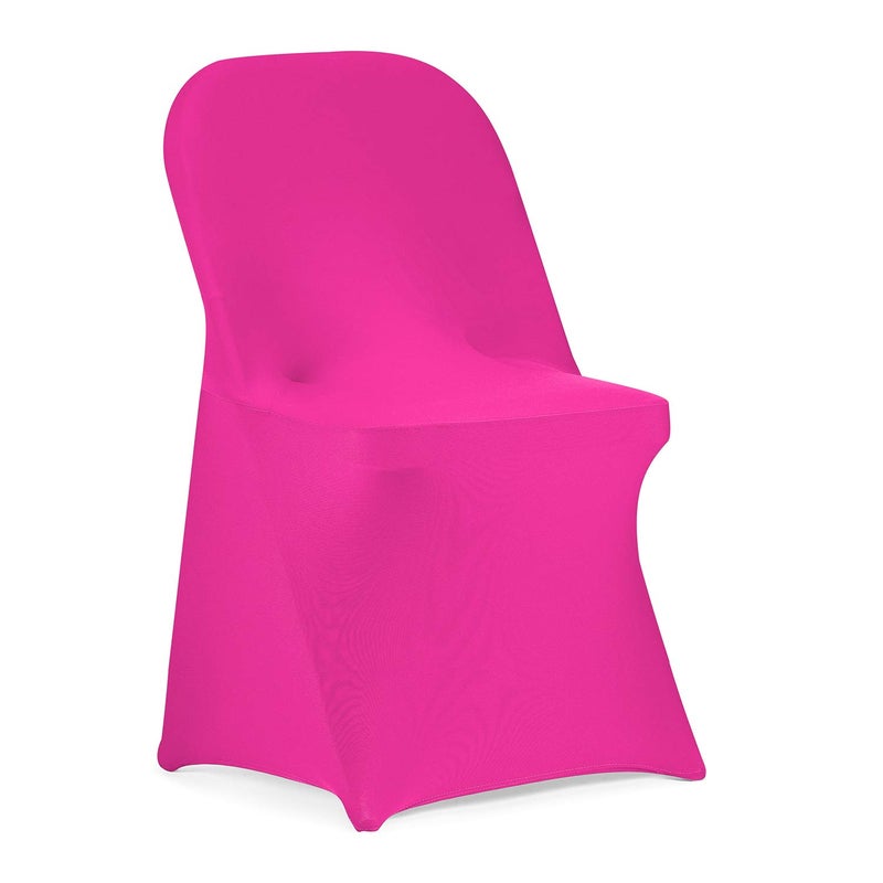 Peomeise Stretch Spandex Folding Chair Cover for Wedding Party Dining Banquet Event Fuchsia6pcs