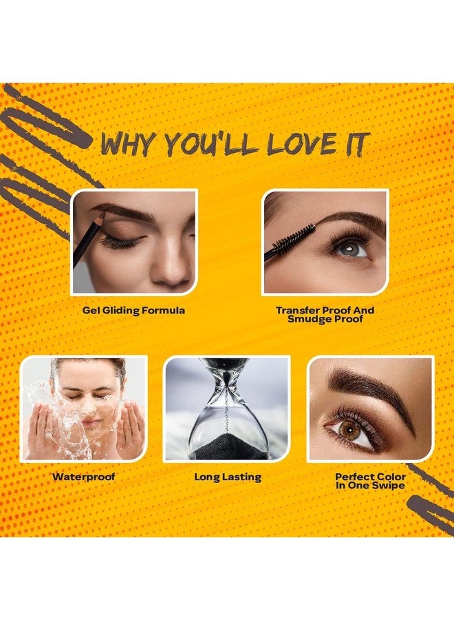 Faces Canada Ultime Pro Eyebrow Defining Pencil - Dark Brown 02, 1.2 G | Gel Gliding, Long Lasting Color Pay Off | Natural Looking Brows | With Spoolie Brush | Waterproof, Transferproof & Smudgeproof