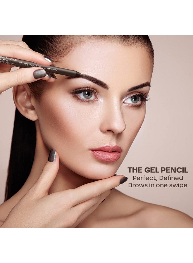 Faces Canada Ultime Pro Eyebrow Defining Pencil - Dark Brown 02, 1.2 G | Gel Gliding, Long Lasting Color Pay Off | Natural Looking Brows | With Spoolie Brush | Waterproof, Transferproof & Smudgeproof