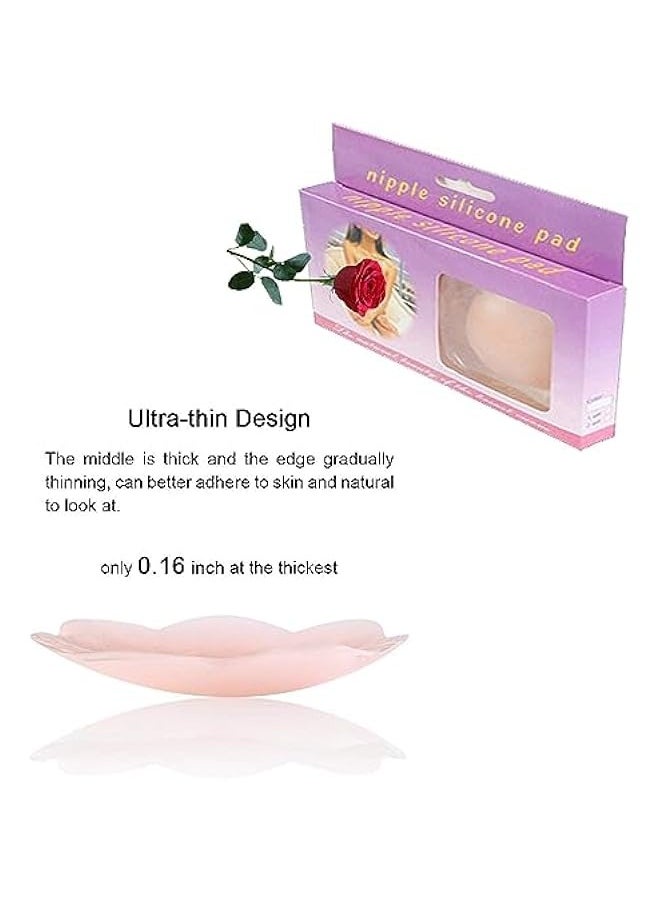 AL RAID - 2 Pairs Reusable Silicone Nipple Cover Invisible Self Adhesive Silicone Breast Pads Breathable, Nude, One Size - Image 1