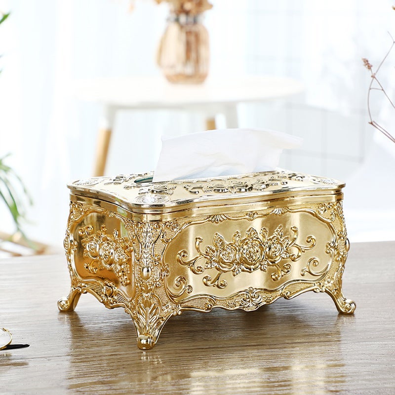 18*12*9 Home Phnom Penh Small Napkin Tissue Box Paper Box Creative Acrylic Desktop Plastic Paper Box Full gold
