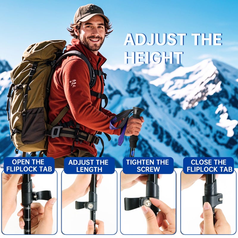 Underwood Aggregator Collapsible Trekking Poles for Hiking 2 Pack - Adjustable Aluminum Hiking Poles, Lightweight Walking Sticks for Women, Men, Seniors, Kids, Trekking Sticks for Backpacking by Underwood Aggregator - Image 4