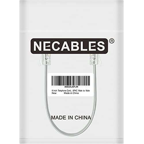 NECABLES 6 Inch Short Telephone Cord Phone Cable Wall Phone Cord for Landline RJ11 6P4C Male to Male - Image 4