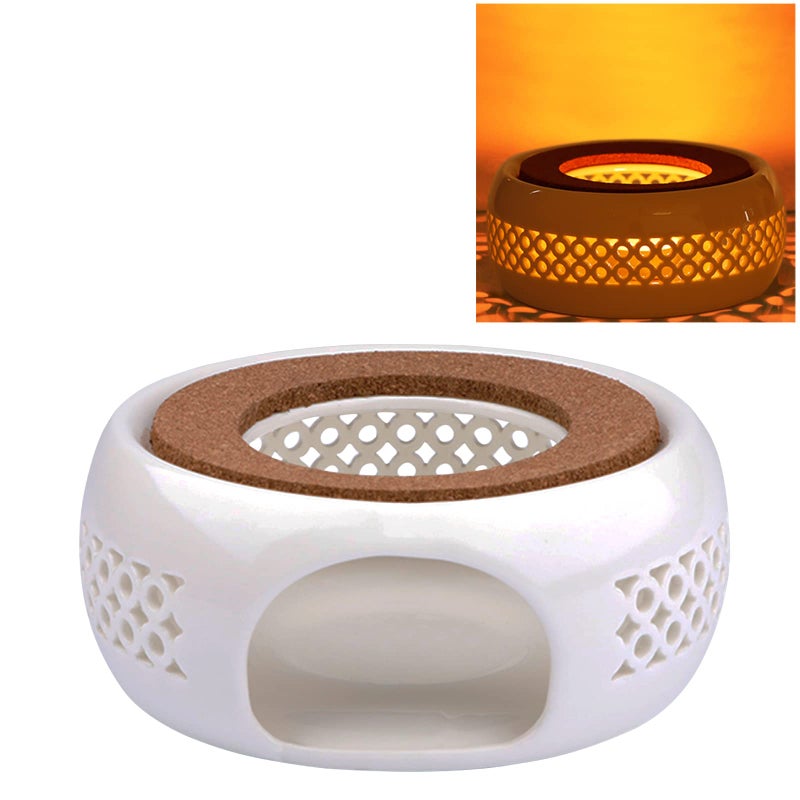 KEISSCO Teapot Warmer, Ceramic Teapot Heater with Cork Cushion Coffee Tea Warmer for Glass, Stainless Steel, Ceramic Teapot and Other Heatproof Dish Warming Use - Image 1