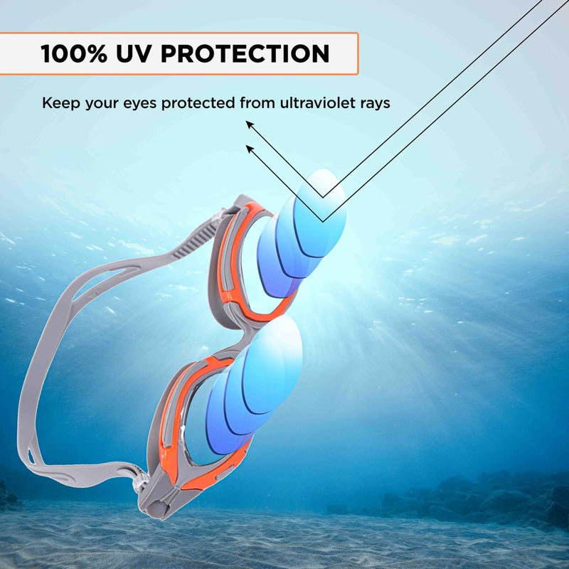Endless EL1001 Swimming Goggle with Anti-Fog and UV Protection | Orange | Attached Ear Buds and Adjustable Strap | Soft Silicone Gasket for Leak Proof | With Hard Case - Image 5