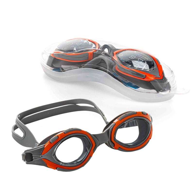 Endless EL1001 Swimming Goggle with Anti-Fog and UV Protection | Orange | Attached Ear Buds and Adjustable Strap | Soft Silicone Gasket for Leak Proof | With Hard Case - Image 1