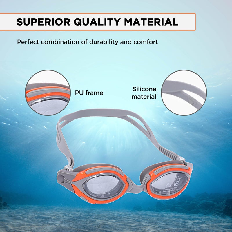 Endless EL1001 Swimming Goggle with Anti-Fog and UV Protection | Orange | Attached Ear Buds and Adjustable Strap | Soft Silicone Gasket for Leak Proof | With Hard Case - Image 3