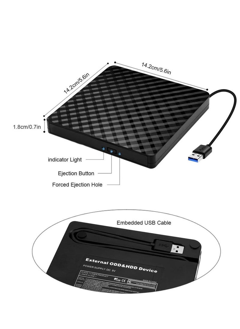 Generic - External DVD Drive, USB 3.0 CD/DVD +/-RW Drive Portable CD DVD Player Burner Reader Writer, Slim Optical CD ROM Drive for Laptop Desktop PC Windows 10/8/7/XP/Linux/Vista(Black) - Image 1