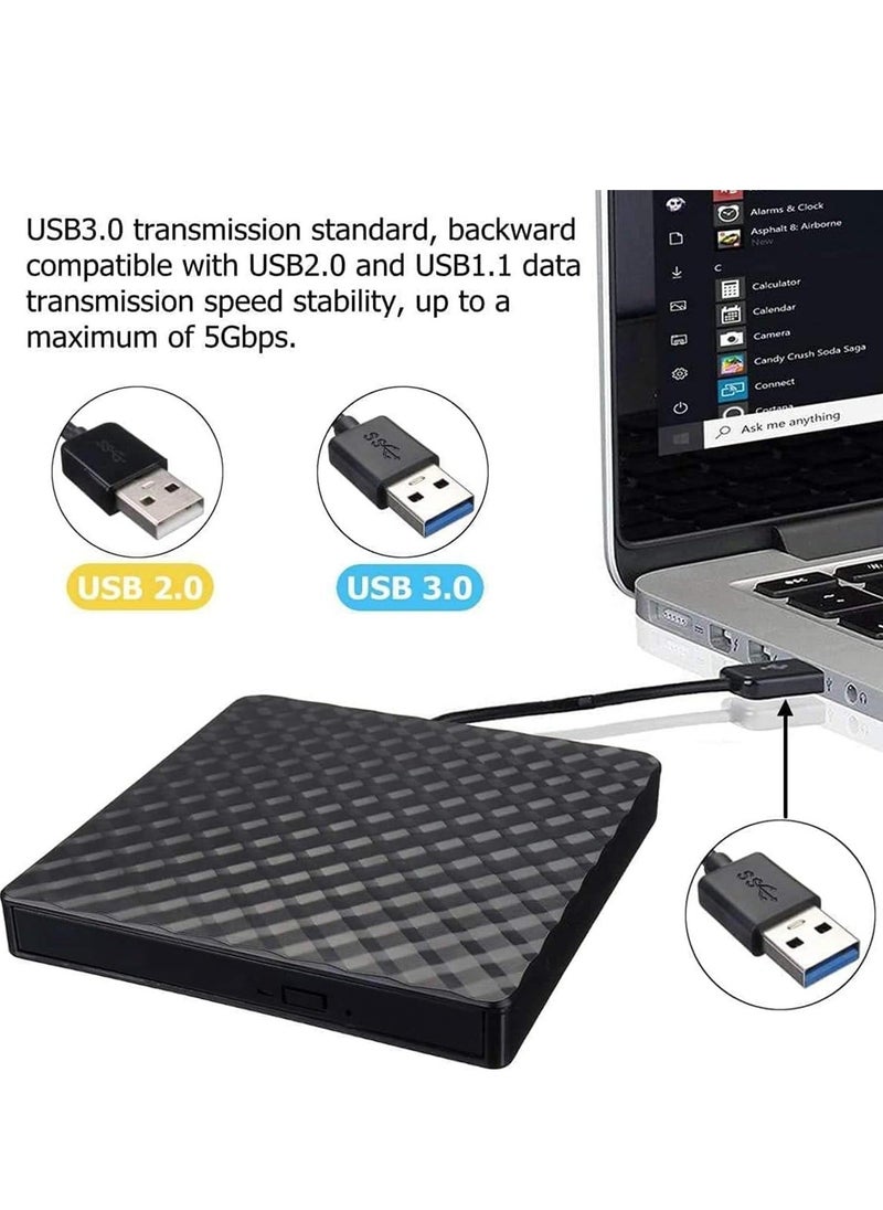 Generic - External DVD Drive, USB 3.0 CD/DVD +/-RW Drive Portable CD DVD Player Burner Reader Writer, Slim Optical CD ROM Drive for Laptop Desktop PC Windows 10/8/7/XP/Linux/Vista(Black) - Image 1