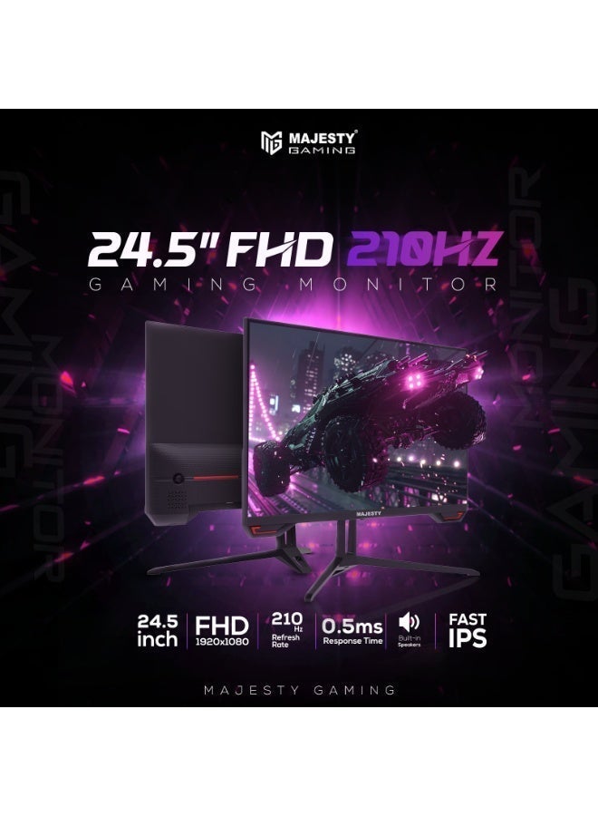ماجيستي شاشة ألعاب ماجيستي 24.5 بوصة FHD 1920x1080 | IPS | 210Hz | 0.5ms | HDR | ‎123% sRGB | G-SYNC & FreeSync | سماعات مدمجة | DisplayPort & HDMI | VESA | حامل مرن - Image 2