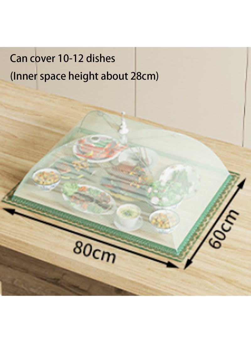 80*60cm Rectangular Green Food Cover, Mesh Screen Food Cover Tent Umbrella, Reusable And Foldable Outdoor Picnic Food Cover Net, Mesh Food Cover Prevents Flies, Bugs, Mosquitoes - Image 2