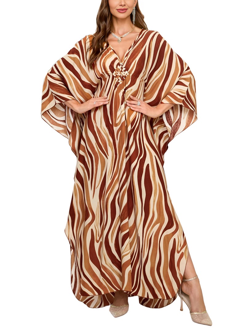KEYLORTING Womenâ€™s Kaftan Beach Cover Up Dress Plus Size Summer Swimsuit Loungewear Maxi Dress - Image 1