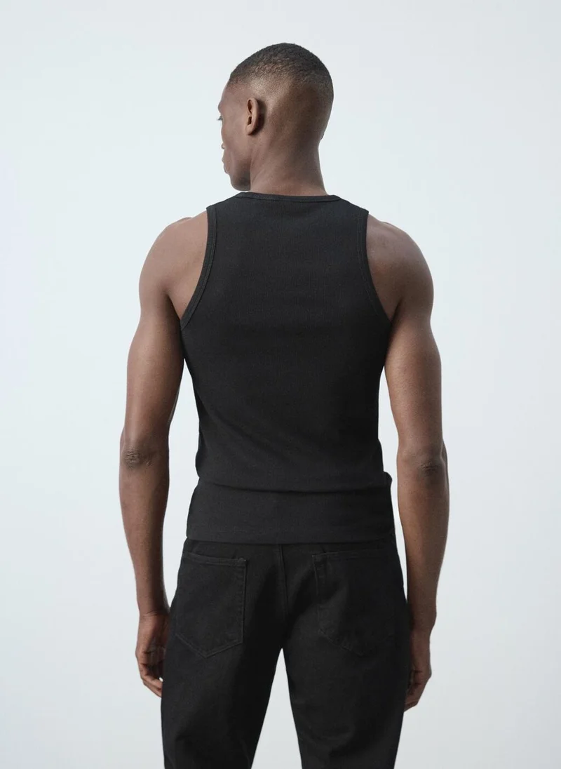 Mango Man 99-NEGRO Slim-Fit Cotton Tank Top for Men | Best Price UAE