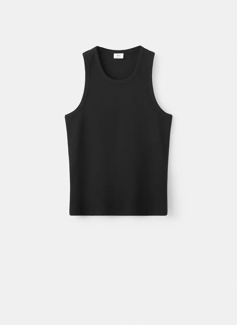 Mango Man 99-NEGRO Slim-Fit Cotton Tank Top for Men | Best Price UAE