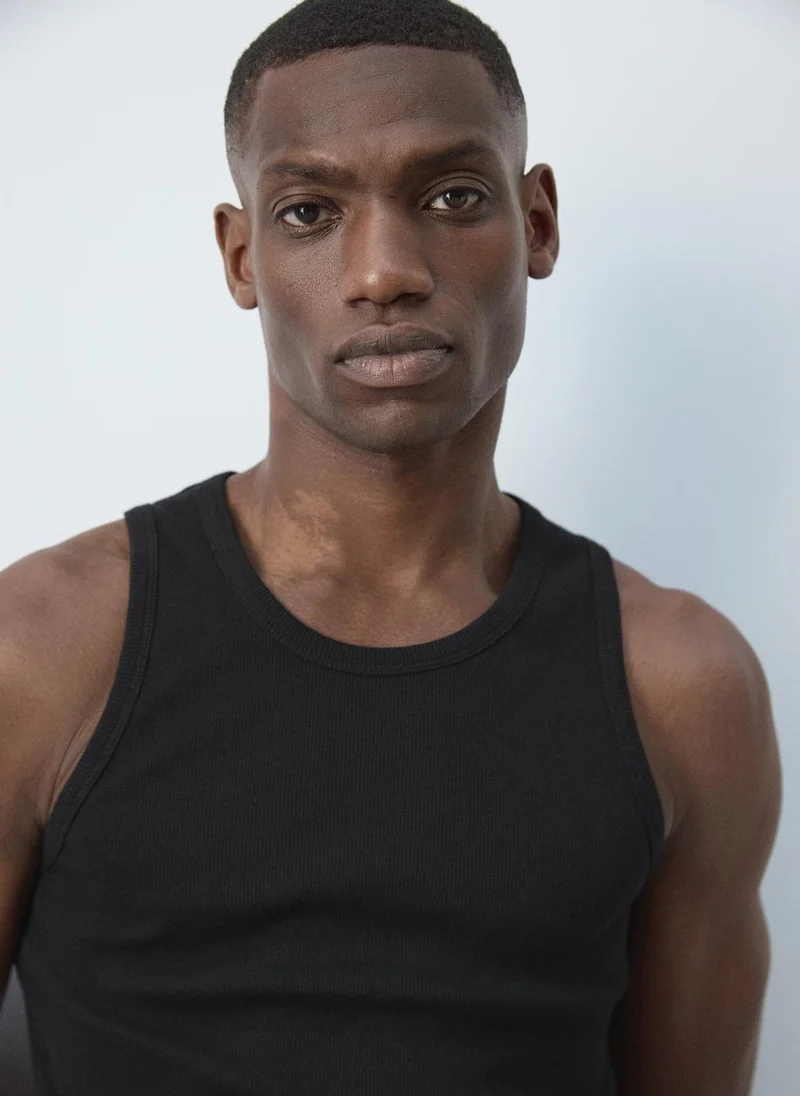 Mango Man 99-NEGRO Slim-Fit Cotton Tank Top for Men | Best Price UAE