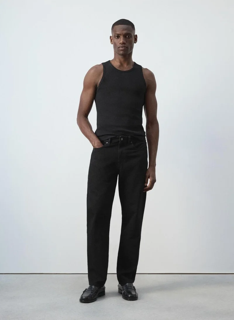 Mango Man 99-NEGRO Slim-Fit Cotton Tank Top for Men | Best Price UAE