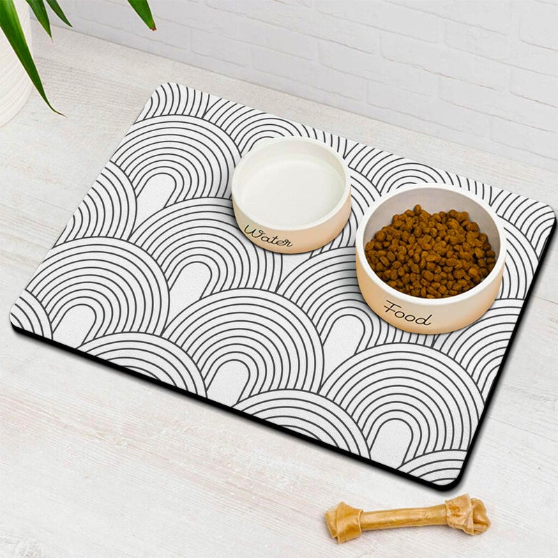 Ayiashiab Dog Food Mats for Floors Absorbent, Pet Cat Food Mat - Quick Dry Dog Bowl Mats for Food and Water, Eco-Friendly Boho Pet Supplies 12" x 20" - Image 1