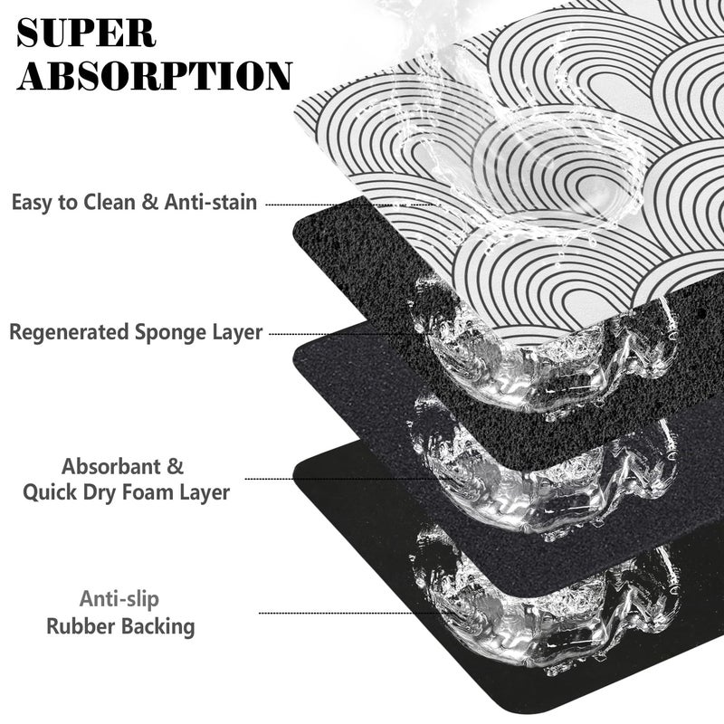 Ayiashiab Dog Food Mats for Floors Absorbent, Pet Cat Food Mat - Quick Dry Dog Bowl Mats for Food and Water, Eco-Friendly Boho Pet Supplies 12" x 20" - Image 3