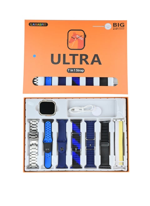 7 in 1 Ultra Smart Watch with Health Fitness Tracker Sports Watch 6 Additional Replacement Straps