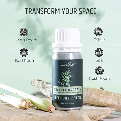Aromahpure Reed Diffuser Oil 100ml |Lemongrass Fragrance Refill Reed Oil for Diffuser Set | IFRA-compliant Reed Diffuser Oil for home & Bathroom Fragrance Diffusers | Reed sticks not included - Image 4