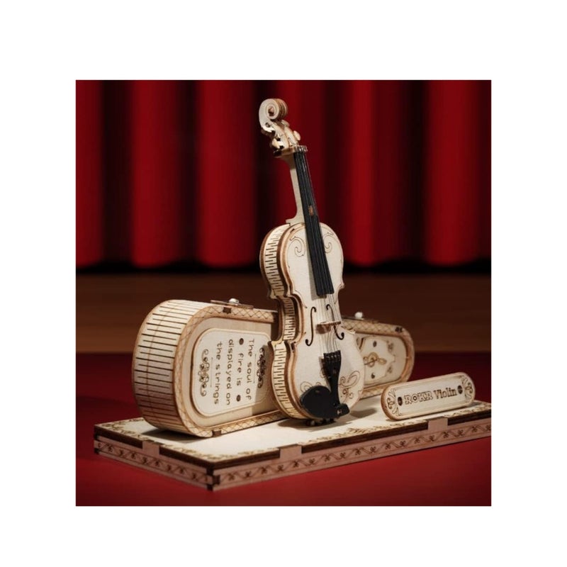 Barakah Wooden 3D Violin Puzzles, Musical Instrument Model Kit 3D Puzzles, Educational Craft Building Toys, Desk Decor/DIY Hobbies/Gifts for Family and Friends, Gifts for Teens and Kids to Build - Image 5