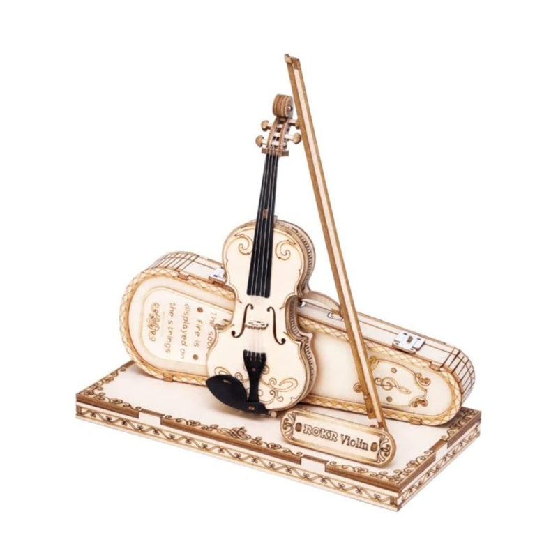 Barakah Wooden 3D Violin Puzzles, Musical Instrument Model Kit 3D Puzzles, Educational Craft Building Toys, Desk Decor/DIY Hobbies/Gifts for Family and Friends, Gifts for Teens and Kids to Build - Image 1