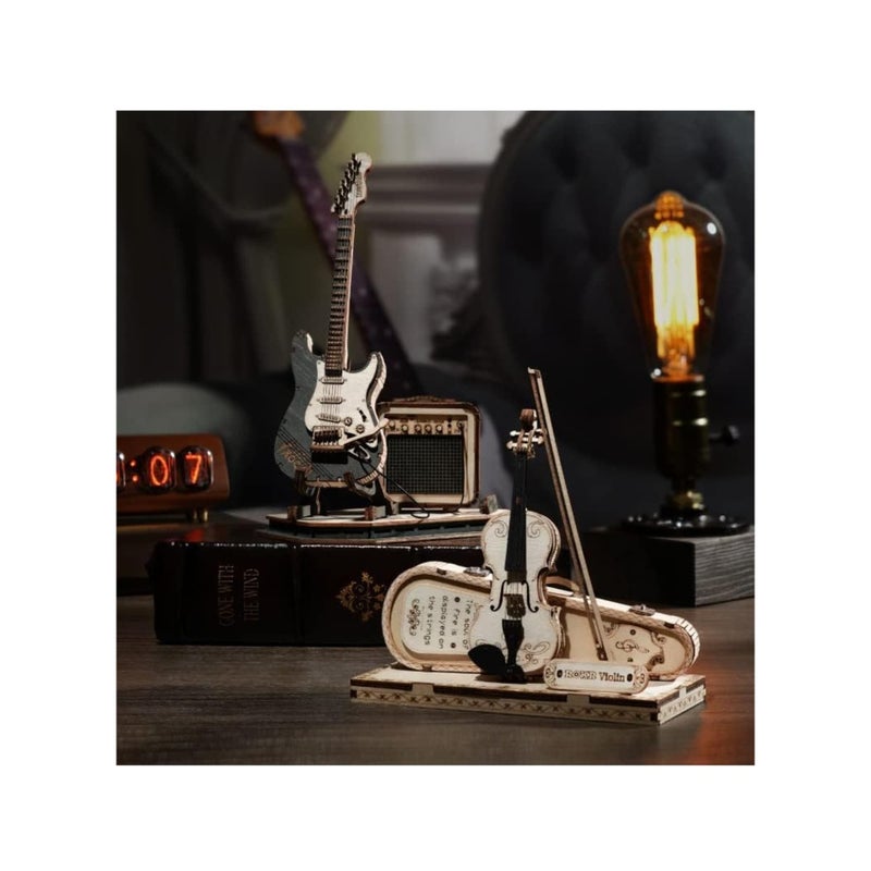 Barakah Wooden 3D Violin Puzzles, Musical Instrument Model Kit 3D Puzzles, Educational Craft Building Toys, Desk Decor/DIY Hobbies/Gifts for Family and Friends, Gifts for Teens and Kids to Build - Image 4