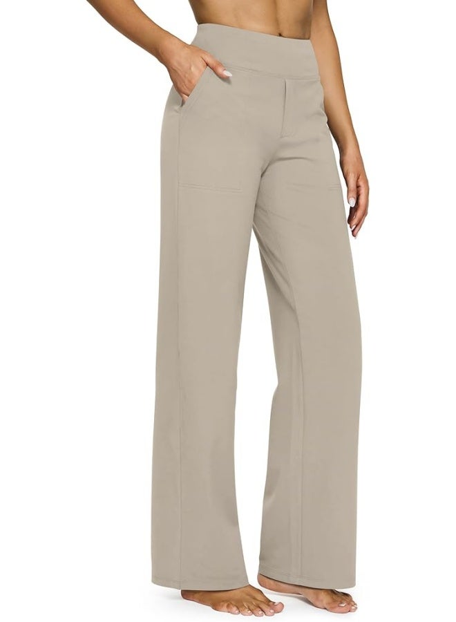 NIBEMINENT Yoga Pants Women Wide Leg Pants with Pockets High Waist Stretch Dress Casual Sweatpants Petite/Regular/Tall - Image 1